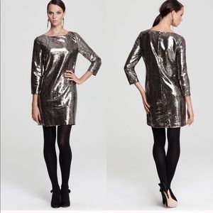 Tahari Golden Snakeskin Sequined Dress